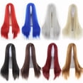 thumbnail image 2 of XmhyTop Women’s Cosplay Anime & Costume Party Wig, 27.6-Inch Long Straight Middle Part, No Bangs, 100% Synthetic Hair/ Wig Cap, Black, 2 of 2