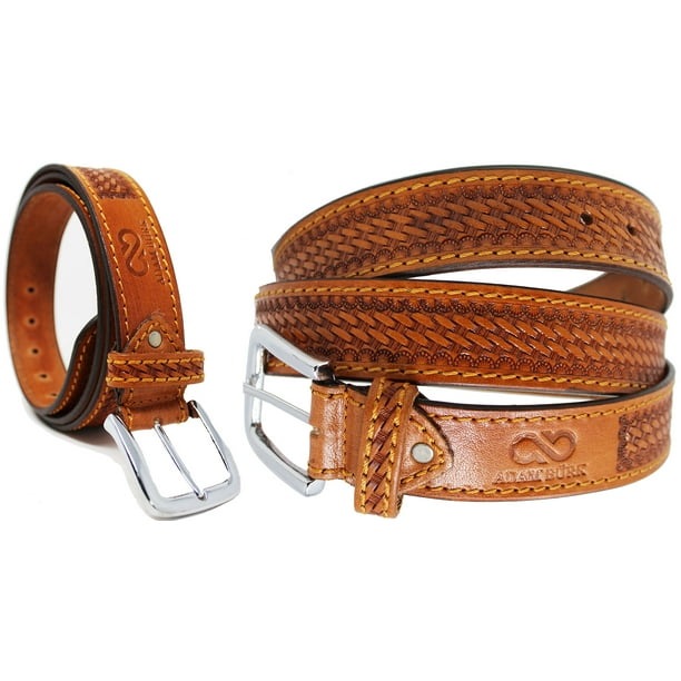 5556 Adam Burk Men's Western Heavy Duty Basket Weave Leather Belt