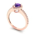 thumbnail image 2 of Clara Pucci 14K Rose Gold Solid Gold Amethyst Halo Anniversary Ring for Women - 0.755 cttw Pear Cut, 2 of 7