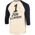 thumbnail image 3 of Men's Fanatics Zion Williamson Cream/Navy New Orleans Pelicans Raglan 3/4 Sleeve T-Shirt, 3 of 3