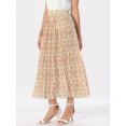 thumbnail image 4 of DARING DIVA Women's A-Line Elastic Boho Summer Floral Print Midi Skirts M Apricot, 4 of 6