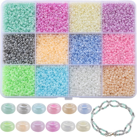 1box 1 box 9600pcs Glass Seed Beads 2mm Mini Pony Beads 11/0 Small Pony Beads Seed Bead Bulk Round Pony Bead Waist Beads Glass Beads for Jewelry Making Beading Kits DIY Bracelets Necklace