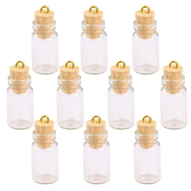 Set de 10pcs Botellas de / Collar de Bote de Cristal Colgante Frascos de con Tapa