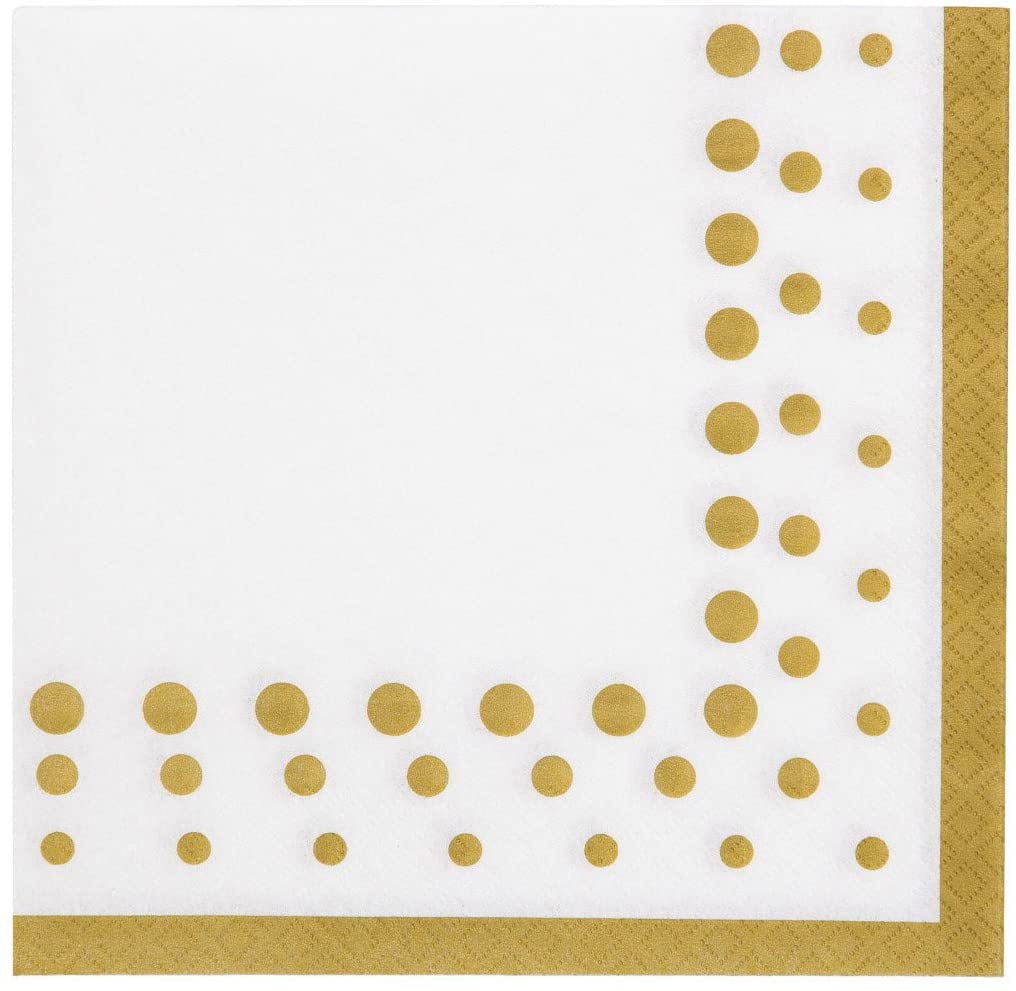 3-Pack: 48 Count Creative Converting 317844 Paper Beverage Napkins Sparkle and Shine Gold 