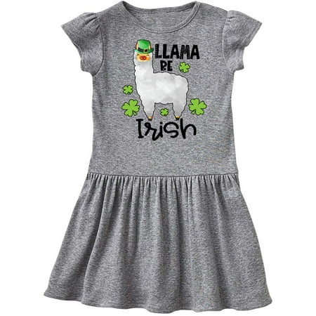 

Inktastic St. Patrick s Day Llama Be Irish with Green Shamrocks Gift Toddler Girl Dress