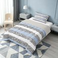 thumbnail image 2 of Homewish Geometric Stripes Twin Comforter Sets for Girls, Blue Gray White Bedding Set, Gray Reversible, 2 Pieces 1 Comforter and 1 Pillowcase, 2 of 6