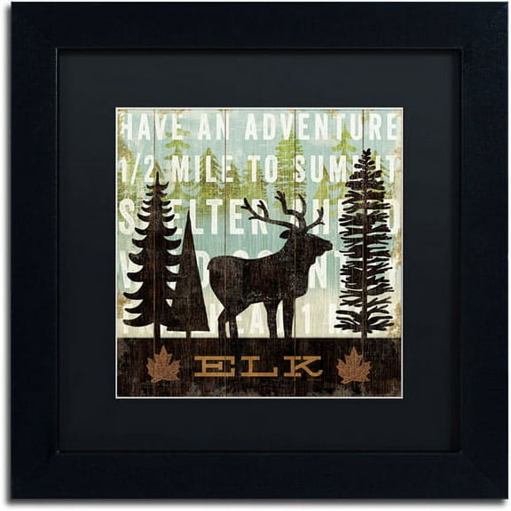 Trademark Fine Art "Simple Living Elk" Canvas Art by Michael Mullan, Black Matte, Black Frame