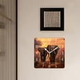 thumbnail image 3 of 12 Inch Wall Clock Battery Operated Square Clock Decorative for Office, Kitchen, Outdoor, Living Room，Animal Sunset Elephant Tree Image, 3 of 4