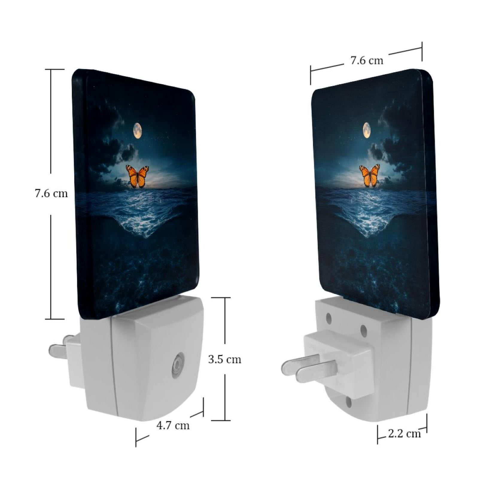 PhooArto Sea Full Moon Butterfly Plug in LED Night Light Auto Sensor Dusk to Dawn Decorative Night for Bedroom, Bathroom, Kitchen, Hallway, Stairs, Baby's Room, Energy Saving