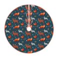 Halloween Christmas Tree Skirt, Autumn Forest Animals Cute Tree Mat