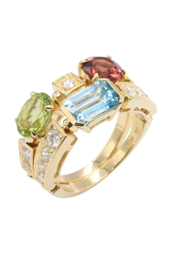 Pre-Owned Bvlgari Bulgari Allegra Precious Ring - 18K (Yellow Gold) Diamond, Peridot, Blue...