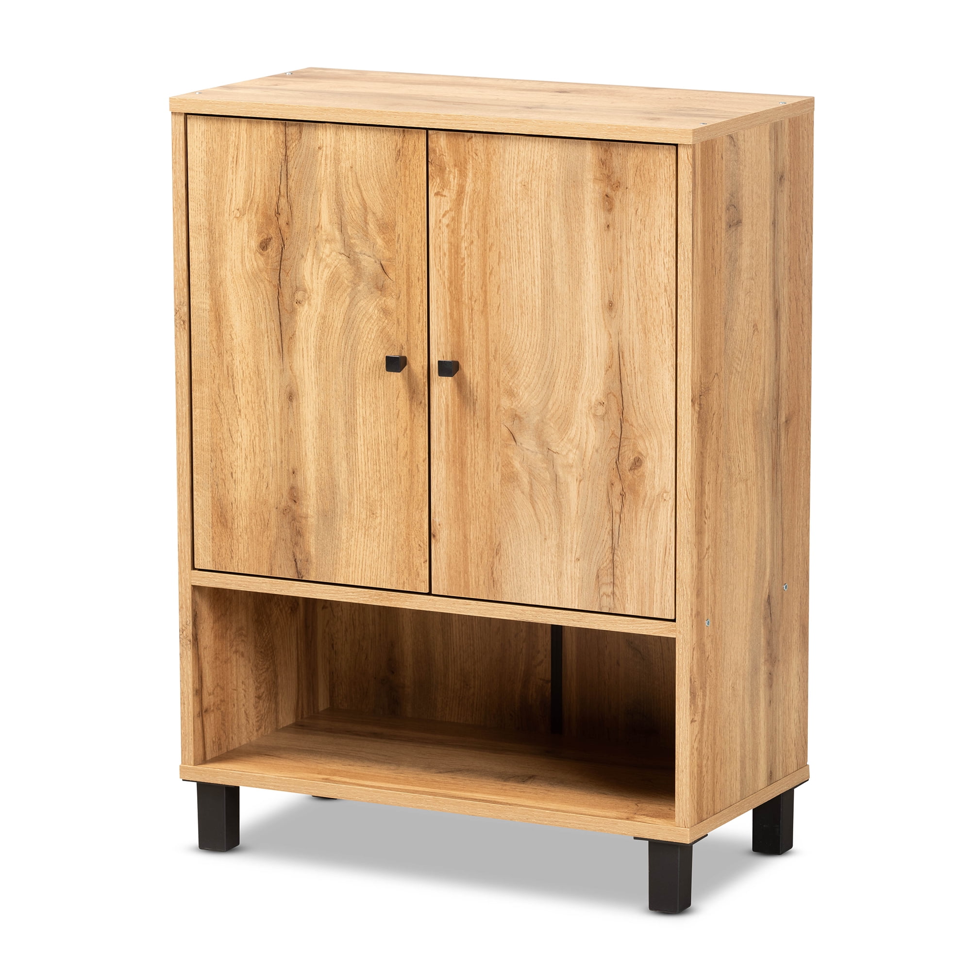 Baxton Studio Modern Contemporary Shoe Cabinet, Brown and Black, 41.9 lbs