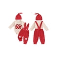 thumbnail image 2 of BemeyourBBs Newborn Baby Boys Valentines Day Outfits Lover Boy Letters Embroidery Long Sleeve Romper with Overalls Pants Set Cute Infant Spring Clothes, 2 of 9