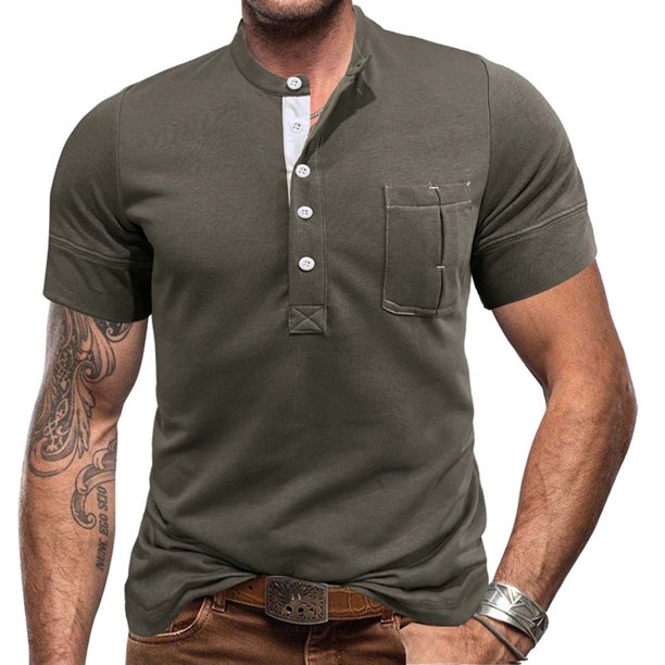 pstuiky camisetas de hombre, Camisa formal con estampado de color para hombre, blusa con cuello vuelto, camisa de manga corta, blusa con cuello vuelto ropa de hombre xl