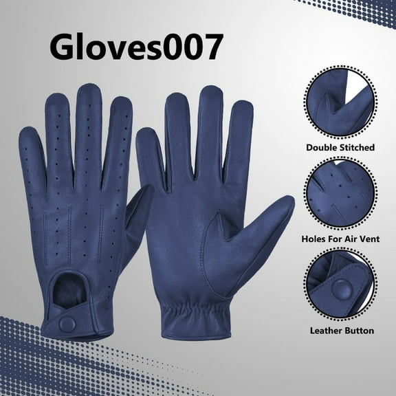 Genuine Leather Unlined Full Finger Driving Gloves, Dress Gloves With Breathing Holes For Men