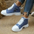 thumbnail image 3 of Chenyee Women's High Top Lace Up Walking Shoes Comfortable Fleece Lined Mid Calf Flat Canvas Sneakers, 3 of 8