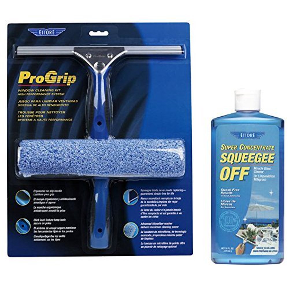 Ettore 65000 Professional Progrip Window Cleaning Kit + Ettore 30116 Squeegee Off Window