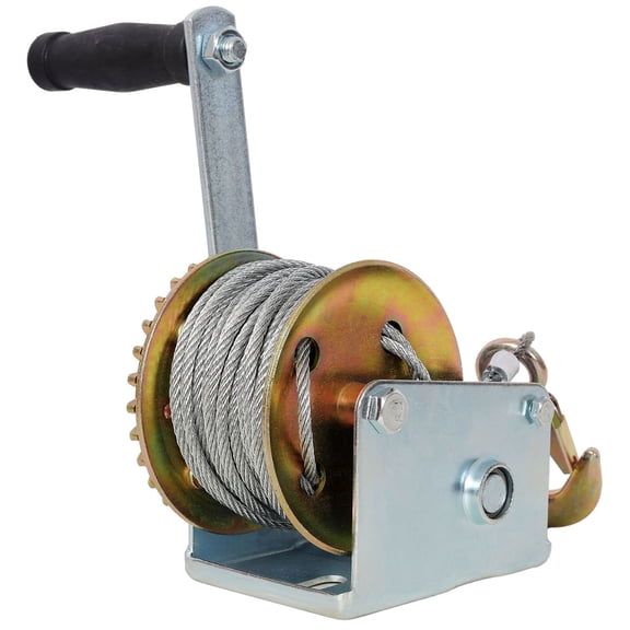 S-HOME 600LBS Hand Winch, 26FT Steel Cable, 3:1 Gear Ratio, Two-Way Ratchet for Trailer, Boat, ATV Towing