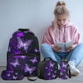 thumbnail image 2 of Yspwyqan Purple Glitter Butterfly Backpack Set for School Kids, Lunch Box Set 4Pcs Large Capacity Padded Straps Trendy Daypack for Ages 8-15 Travel, 2 of 7