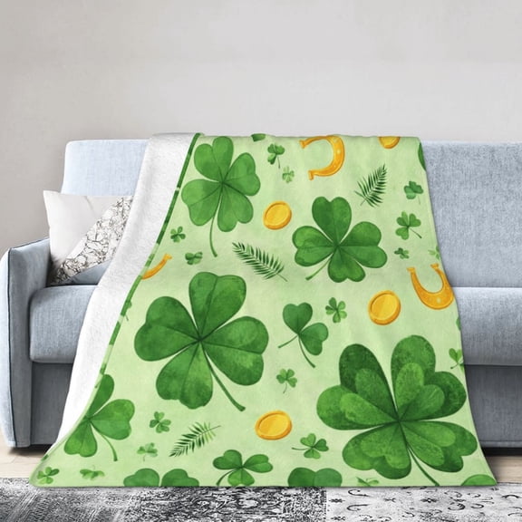 t. Patrick’s Day Shamrock Blanket – Watercolor Clover Pattern Throw Blanket 50x40