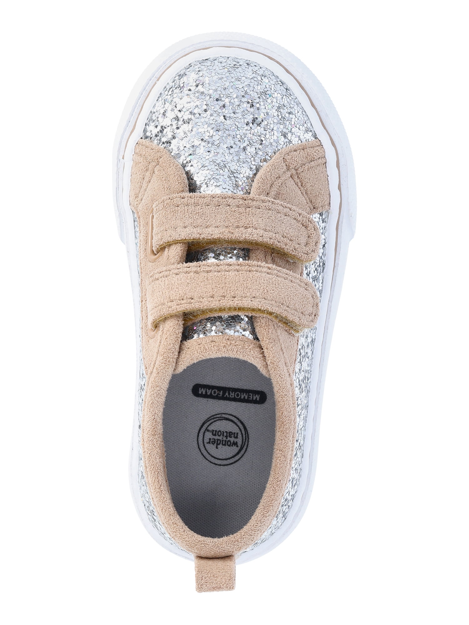 Wonder Nation Toddler Girls Glitter Two Strap Skate Sneakers