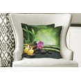 thumbnail image 4 of Ambesonne Spa Themed Throw Pillow Cover 2 Pack, Orchid Leaves and Rocks, 16", Apple Green and Fuchsia, 4 of 6