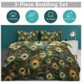 thumbnail image 3 of Peacock Quilt Cover Set Fashionable Printed Bedding Covers with Pillowcase Home Textiles, Queen (90"x90"), 3 of 5