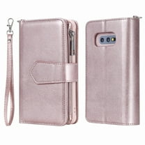 Galaxy S10e Wallet Case, Dteck Pure Color PU Leather Case, Zipper Wallet Case, Detachable Magnetic Back Phone Cover & Card Slots & Hand Strap For Samsung Galaxy S10e 5.8 inch, Rosegold