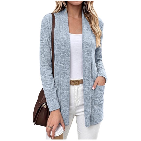 BUIGTTKLOP Women's Long Sleeve Cardigan Lightweight Casual Open Front Cardigans with Pockets