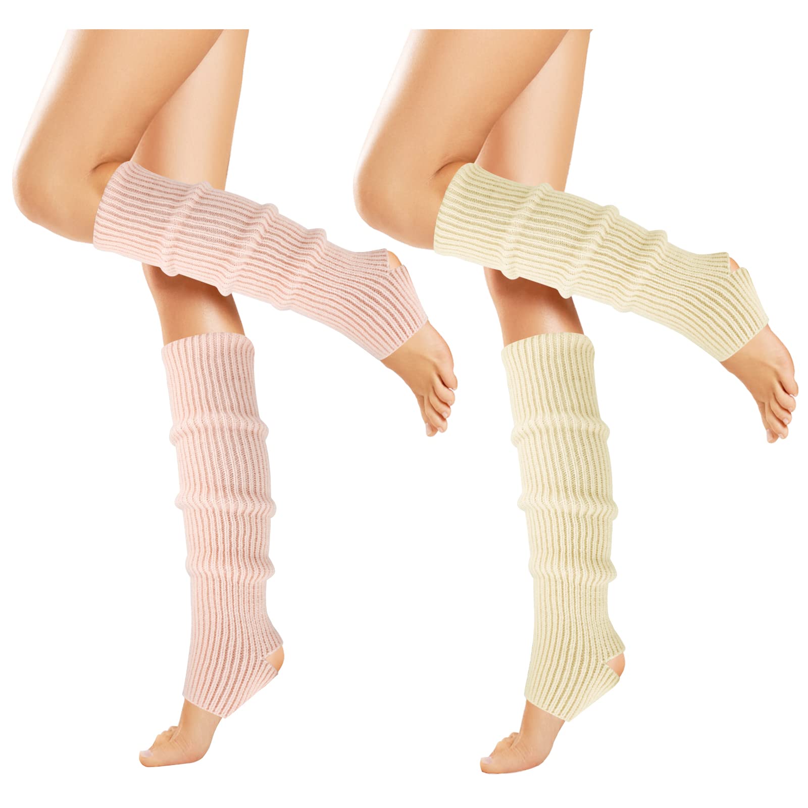 ONESING 2 Pairs Leg Warmers for Women Winter Knit Leg Warmers 80s Long