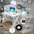 thumbnail image 6 of SAMERY Computer Desk & Gaming Desk, Home Office Desks 55.1 Inch- Modern Simple Writing Study White Glass Computer Desk Space-Saving Multipurpose Workstation with Metal Frame…, 6 of 7