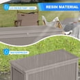 thumbnail image 4 of PATIOEASY 320 Gallon Deck Box, Resin Patio Storage Bench with Secure Latches, Waterproof Outdoor Toys Storage Box for Lawn Mowers, Sun Umbrellas-Coffee, 4 of 7