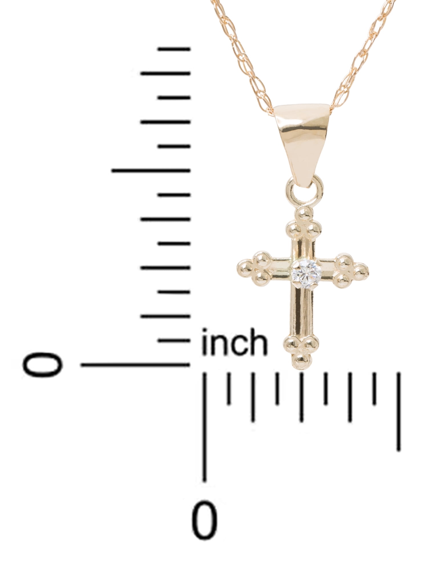 Brilliance Fine 's Girl’s/Tween 14K Yellow Gold CZ Cross Pendant, 18” Chain