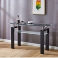 thumbnail image 4 of Historyli Go5H Glass Console Table, Accent Sofa Table With Tempered Glass Top And Storage Shelf, 2 storey End Table,For Living Room Hallway, 4 of 8