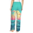 thumbnail image 3 of Balery Retro Palm Beach Sunset print Women's Pajama Pants,Ultra Lightweight Pjs,Lounge Pant-Large, 3 of 9