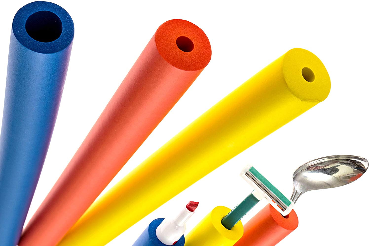 Foam Grip Tubing for Utensil Handles, Pack of Six Grip Aid Tools to Fit Any Silverware, Eating Assistance with Versatile & Malleable Handle Design & Slip Resistant Coating