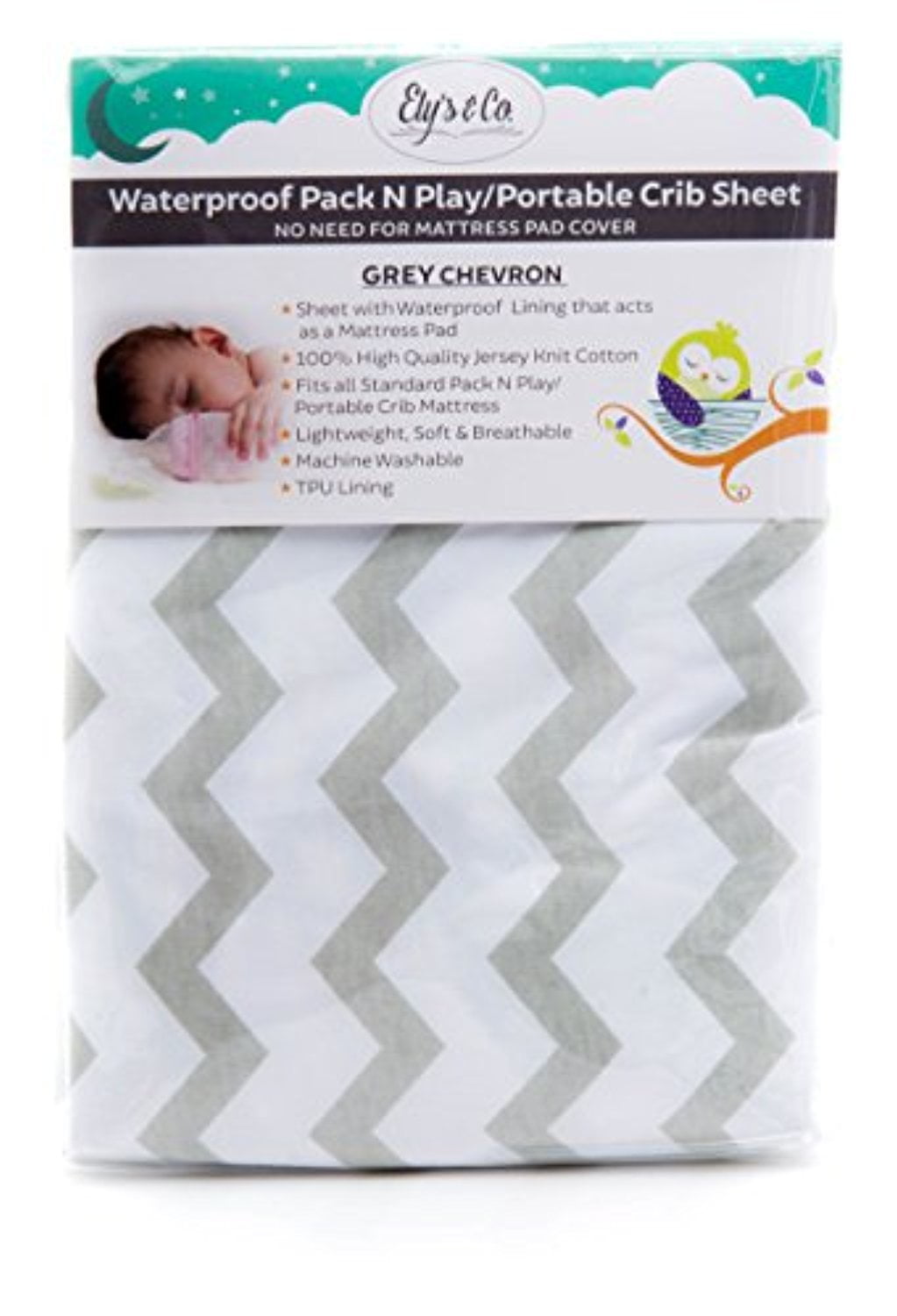 Pink by Elys & Co. New Revised Fit with Added Heat Protection |All in one Mattress Pad Cover and Cozy Sheet Waterproof Cotton Quilted Pack n Play Sheet Mini Crib Sheet 