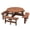 Brown, variant on 6-Person Outdoor Circular Wooden Picnic Table with 3 Built-in Benches, Camping Dining Table for Garden Patio Backyard, Brown