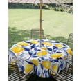 thumbnail image 3 of Outdoor Tablecloth with Umbrella Hole Zipper Summer Lemon Round Tablecloth 54" Waterproof Outside Table Cloth Watercolor Yellow Blue Garden Floral Patio Table Cover Tablecloths for Picnic Party, 3 of 8