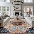 thumbnail image 3 of Area Rug 5'x7', Blue Non-slip Runner Rug Carpet for Bedside, Ethnic Middle Century Geometric Abstract Western Washable Outdoor Indoor Area Rugs Mat for Entryway/Living Room/Bedroom/Kitchen/Office, 3 of 9