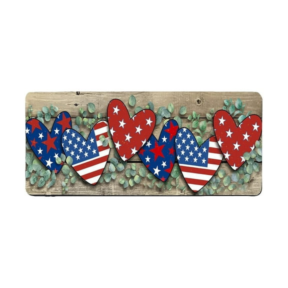 Yeetfub Patriotic Heart Design Coir Indoor and Outdoor Doormat, 16"x48"