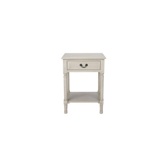 Vintage Accent Table 1 Drawer - Farmhouse Style Side Table, Greige Finish, Wood Accent Furniture