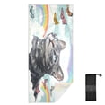 thumbnail image 2 of Quick-Dry Beach Towel 71x31in with Storage Bag, Sand Free Microfiber Towel for Travel, Swimming, Camping Colorful Butterflies Rainbows and Cat, 2 of 9