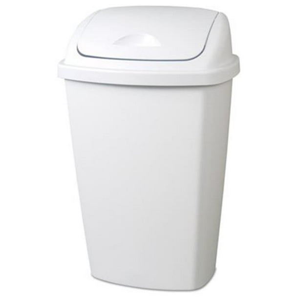 10888004 50 ltr. Swing Top Wastebasket Can, White