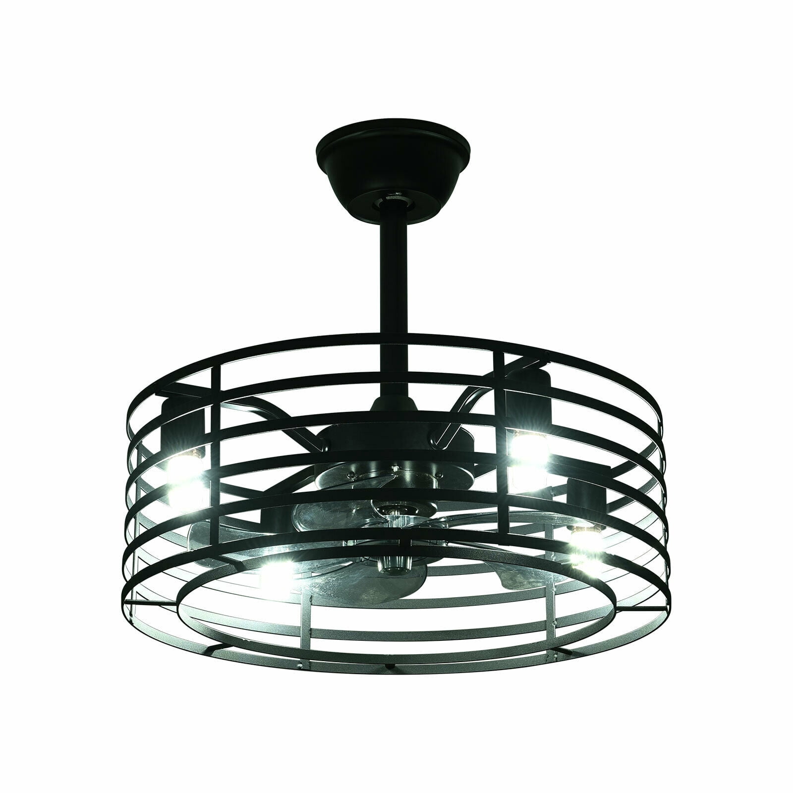 Cage Enclosed Ceiling Fan With Light | Shelly Lighting