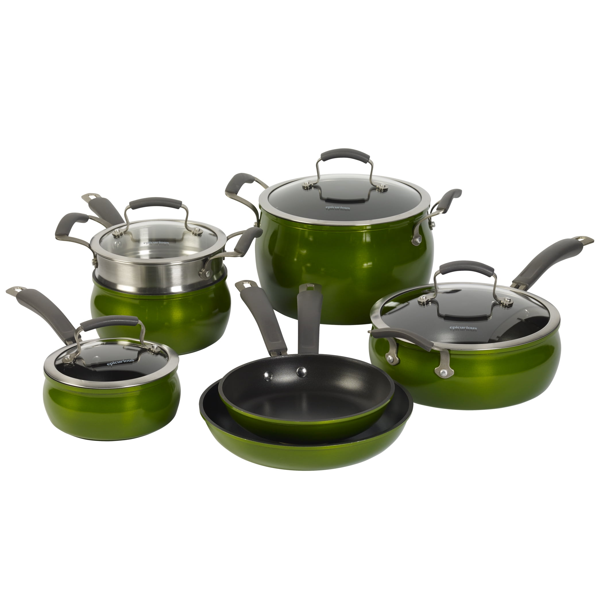 Epicurious 11Pc Cookware  Set  Non stick Aluminum Green 