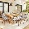 thumbnail image 6 of Martha Stewart Set of 2 Indoor-Outdoor Stackable Bistro Chairs with Natural Woodgrain Aluminum Finish Frames and White/Navy Woven Rattan Backs/Seats, 6 of 10