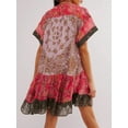 thumbnail image 3 of SUNSIOM Femmes Boho Mini Robe d'Été Floral Manches Courtes V Cou Fluide Décontracté Robes de Plage avec Poches, 3 of 8