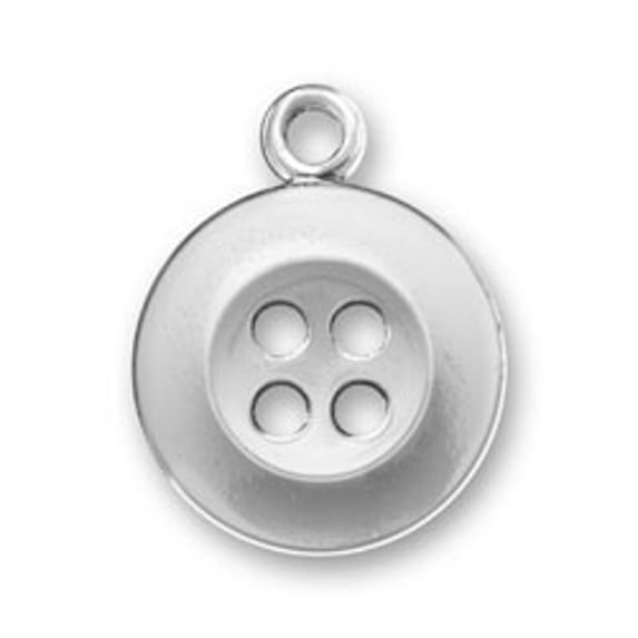 Sterling Silver 30" 1.2mm Box Chain 3D Plain Round Button Pendant Necklace