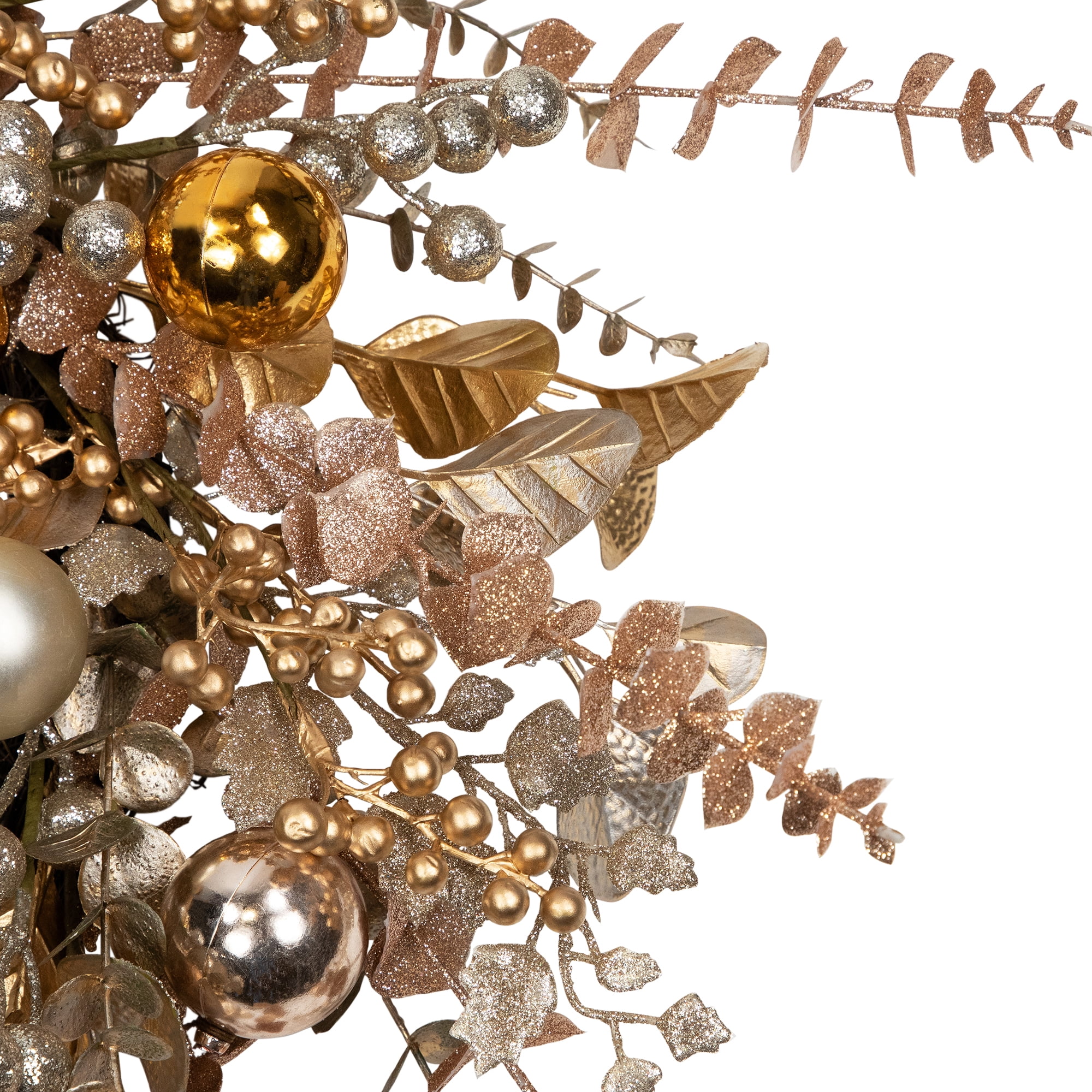 Ornaments Holly and Berries Artificial Christmas Wreath - 30" - Gold and Copper Tone